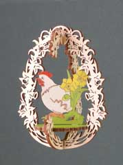 Holznischel Baumbehang Huhn, farbig 