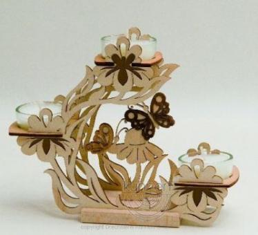 Drechslerei Kuhnert Teelichtkranz mit Schmetterling 