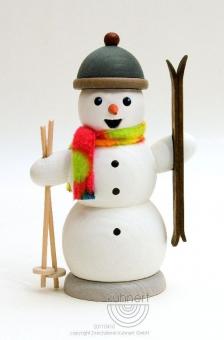 Drechslerei Kuhnert Räuchermann Schneemann mit Ski 