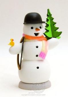 Drechslerei Kuhnert Räuchermann Schneemann mit Tanne und Säge Rarität 
