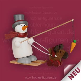 Hobler Schneemann Fritz mit Ski und Elch 