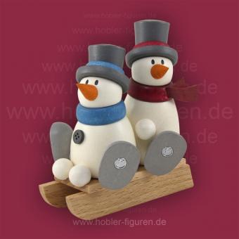 Hobler Schneemann Fritz und Otto auf Schlitten 