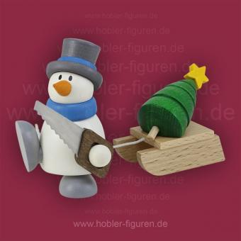 Hobler Schneemann Otto mit Schlitten und Bäumchen 