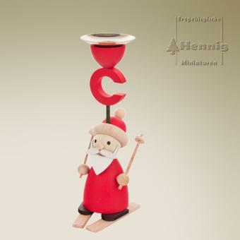 Hennig Miniaturen Kerzenhalter Knecht Ruprecht mit Ski 