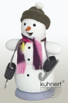 Drechslerei Kuhnert Räuchermann Schneemann mit Schlittschuh 