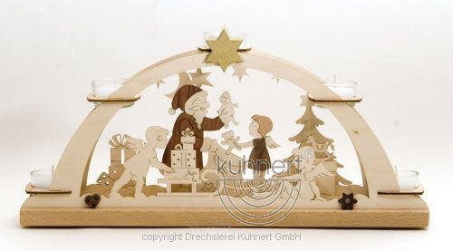 Drechslerei Kuhnert Schwibbogen Weihnachtsmann Teelicht 
