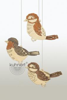 Drechslerei Kuhnert Baumschmuck Vögel 3-er Set 