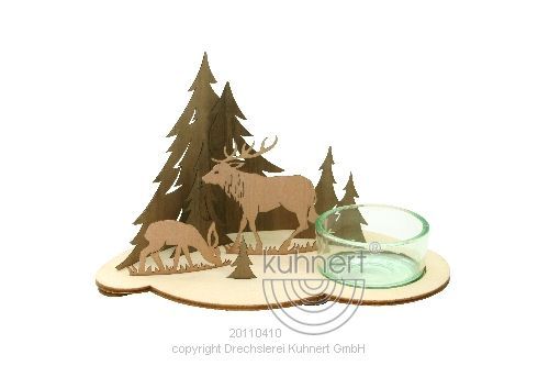 Drechslerei Kuhnert Teelichthalter mit Wald Rarität 