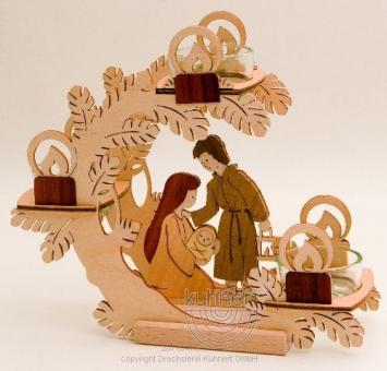 Drechslerei Kuhnert Teelichtkranz mit Weihnachtskrippe 