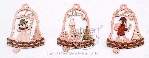 Drechslerei Kuhnert Baumschmuck Glocken 3er Set 