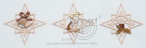 Drechslerei Kuhnert Baumschmuck Sterne 3er Set 