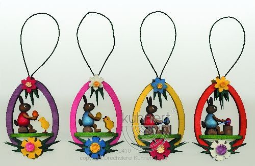 Drechslerei Kuhnert Baumschmuck mit große Hasen 4er-Set 