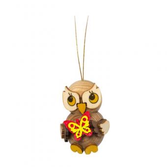 Drechslerei Kuhnert Baumschmuck Eulenkind mit Schmetterling Neu 2022 