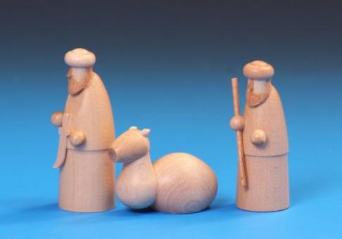 Schalling Krippefiguren Karawane 3 teilig natur 6 cm Rarität 