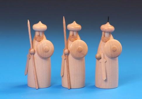 Schalling Krippefiguren Soldaten des Herodes 3 teilig natur 6 cm Rarität 