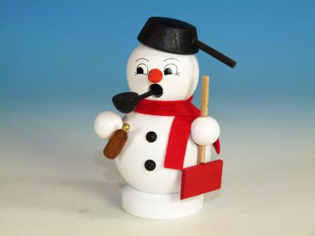 Paul Ullrich Räuchermann Schneemann mit Flasche und Schaufel  