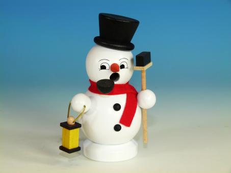 Paul Ullrich Räuchermann Schneemann mit Laterne und Besen 