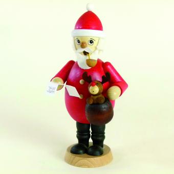 Paul Ullrich Räuchermann Weihnachtsmann mit Wunschzettel und Elch farbig 