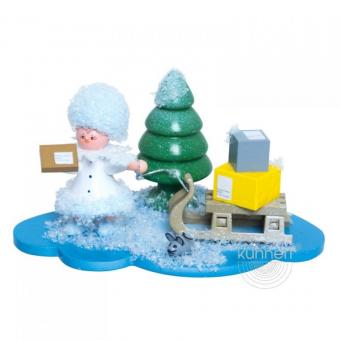 Drechslerei Kuhnert Schneeflöckchen als Paketbote auf Wolke Neu 2020 
